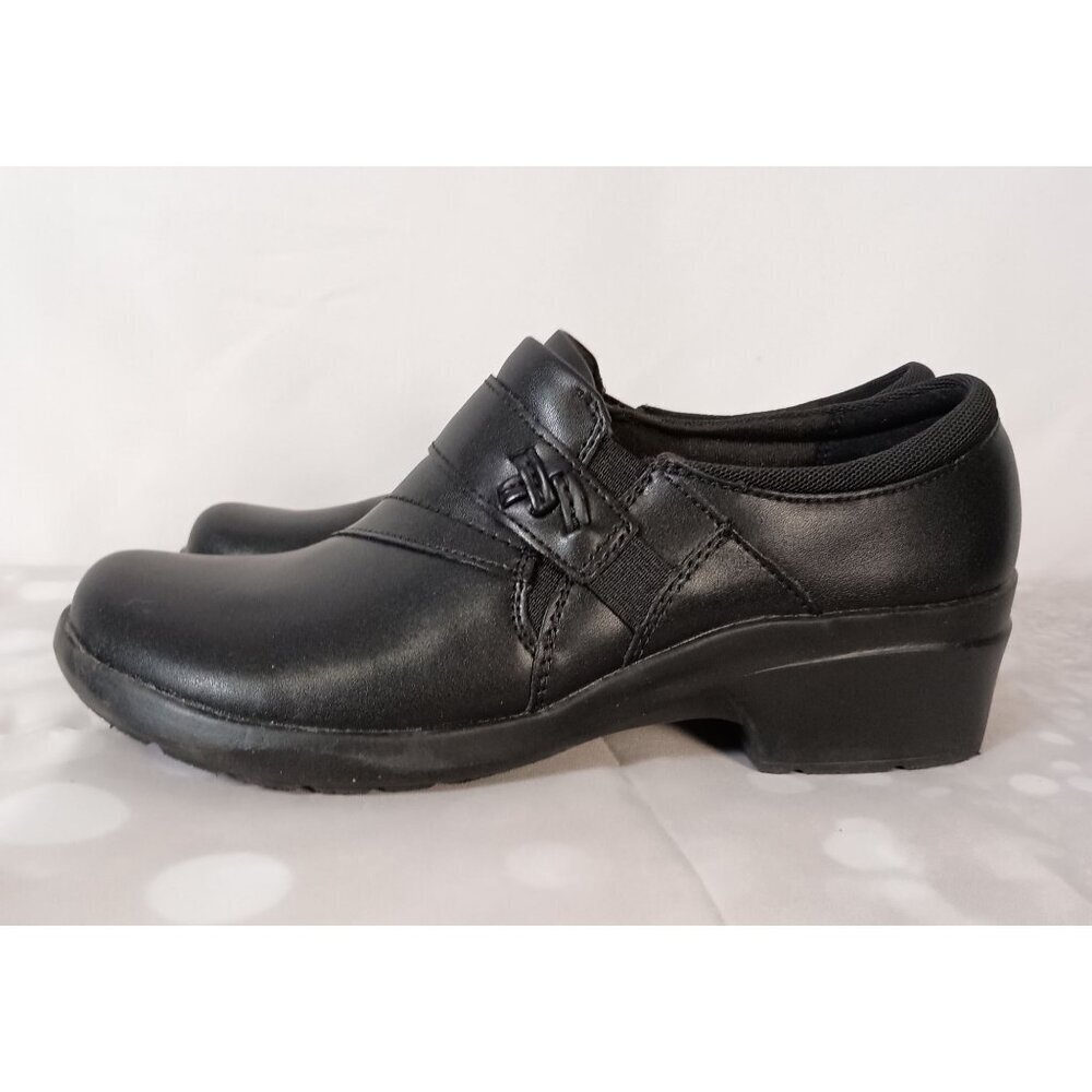 Clarks Angie Pearl Black Slip On Shoes Women 7.5 Comfort Round Toe - Picture 10 of 10